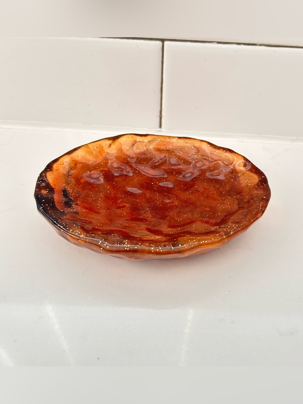Manor Hill Vintage Resin Soap Dish Brown And Gold Speckled Catch all Dish